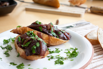 ברוסקטה כבד בליקר אוכמניות (גם למסורבי גלוטן)